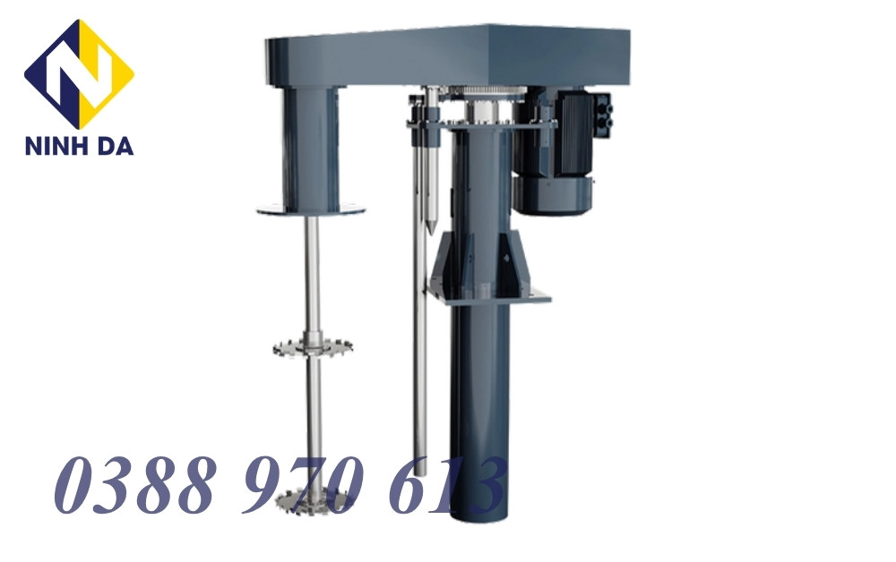Máy khuấy phân tán tốc độ cao HDM của Greatwall Mixers: cột nâng hạ thủy lực, động cơ, trục và đĩa răng cưa